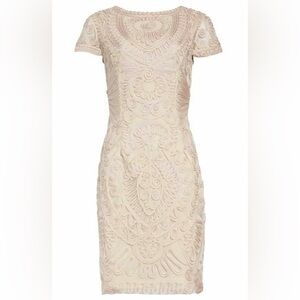 JS Collections Cocktail Dress 2 Light Blush Pink Embroidered Sheer Cap Sleeves